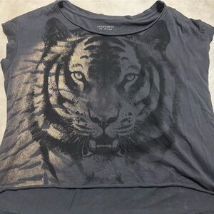 All Saints Charcoal Tiger Graphic Tee